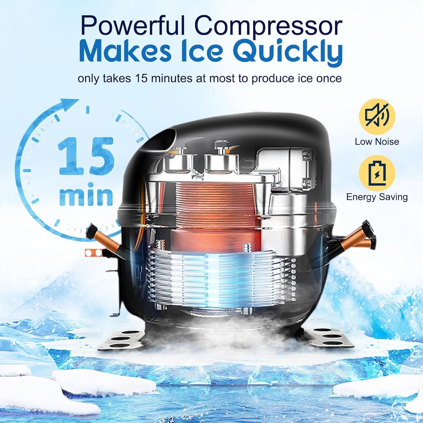 GarveeTech Commercial Ice Maker Machine, 100 LBS/24H Under Counter Ice Maker with 33 LBS Ice Capacity, Stainless Steel Freestanding Ice Machine with Ice Scoop, Self-Cleaning, for Home Restaurant, Bars