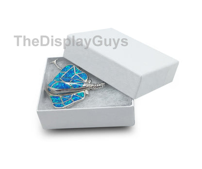 TheDisplayGuys - 25-Pack #11 Cotton Filled Cardboard Paper Jewelry Boxes Gift Case - White Swirl (2.1" x 1.8" x 0.8") - for Shipping or Storage