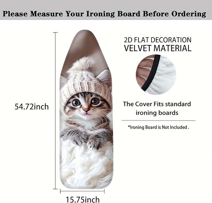 Nuxovilar Cute Cat with Knit Hat Ironing Board Cover, 15 * 54inch, Fits Most