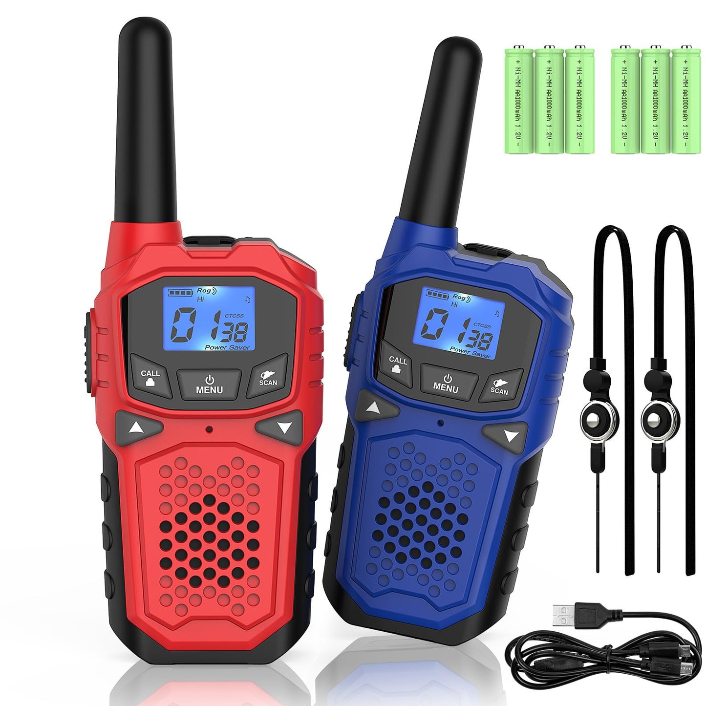 Walkie Talkies for Adults- WokTok Long Range Two Way Radio for Camping Hiking Hand Held Hiking Accessories Camping Gear Xmas Birthday Gift for Kids,SOS Siren,NOAA Weather Alert,2 Radios