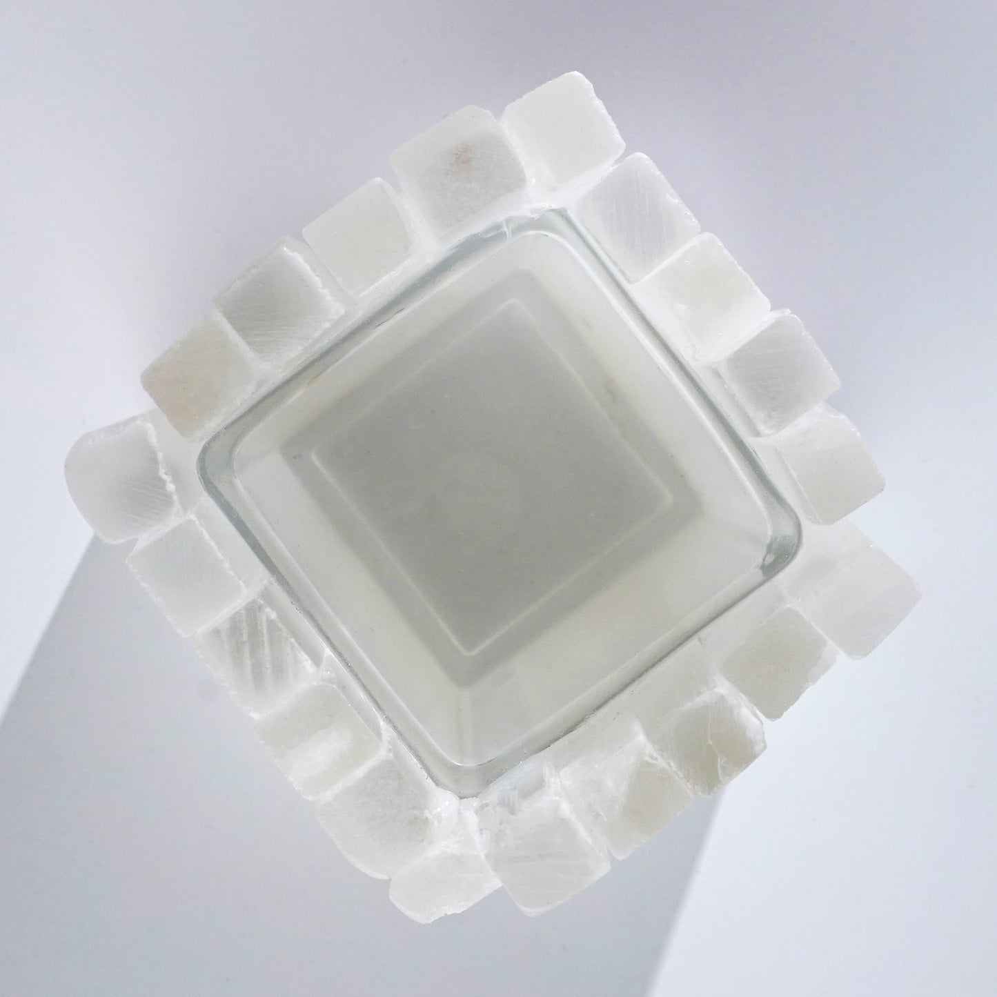 Natural Selenite Candle Holder for Tea Lights Irregularly Arranged Selenite Wand Candlesticks - Elegant Home Decor (Square Candle Holder)
