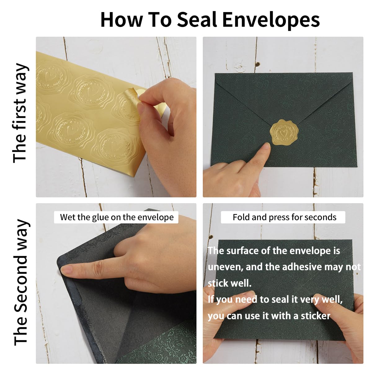 Topeen 50 Pieces A7 Envelopes 5x7, Dark Green, Flower Pattern, Luxury Mailing Envelopes with Gold Stickers for Invitations, Wedding, Graduation, Baby Shower
