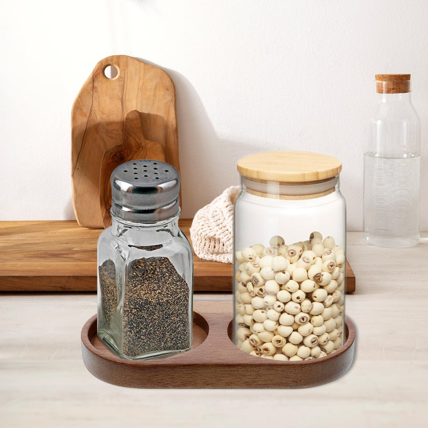 Salt and Pepper Grinder Mill Tray, Salt And Pepper Holder, Acacia Wood Tray, Fit Many Mills & Shakers, Grinder Accessories