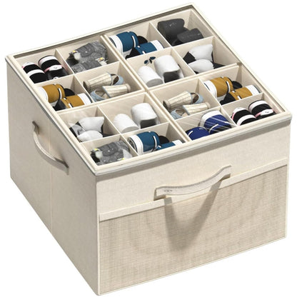 Leosoria Mothers Day Gifts For Mom, Shoe Organizer for Closet, Foldable Shoe Storage Organizer Box Bin with Adjustable Dividers and Clear Cover, Fits up to 16 Pairs (Beige)