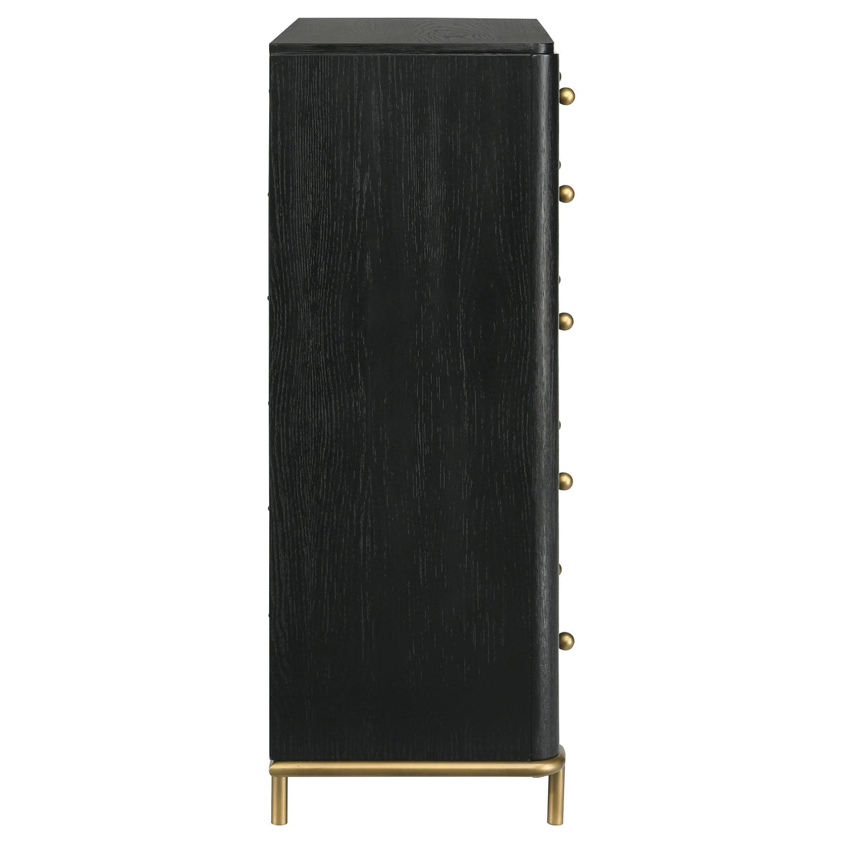 Coaster Home Furnishings - Arini - Wood - 5-Drawer Chest with Rounded Corners, Gold Knobs, Hidden Drawer and Wire-Brushed Finish - Coastal - Bedroom - Black - 224335