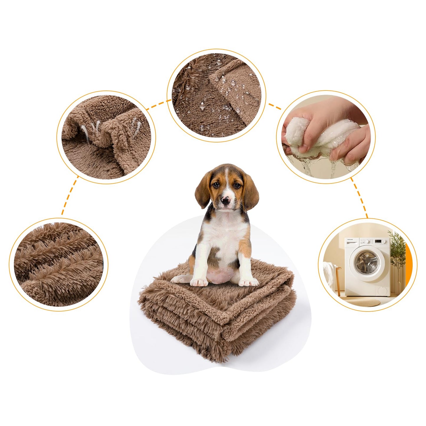 Cat Calming Dog Blanket for Couch Waterproof Fluffy Faux Fur Blankets for Dogs and Cats Soft Lightweight Couches and Bed Cover Washable(Brown,M-57x40in)