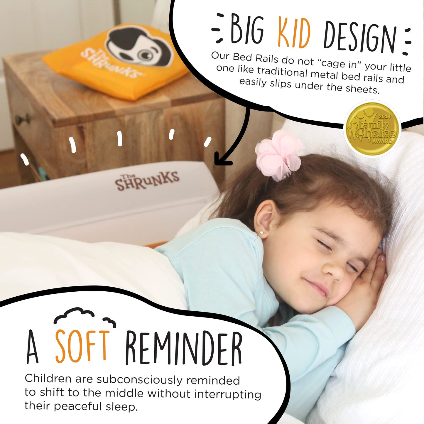 The Shrunks Sleep Security Inflatable Bed Guard (2 Pack) - Safe & Portable Toddler Bed Guard / Cot Bumpers for Travel, Holiday or Home Use, 122x18x10cm fits under Bed Sheet with non-slip grips.