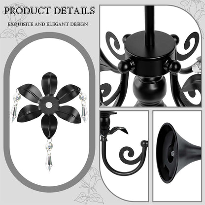 20''Tall Black Crystal Pendant Taper Candle Holders/Stylish Candle Stands/Candlesticks Holder/Candelabra for Home Decor, Weddings/Parties/Elegant Dining Table Centerpiece (1, Black)