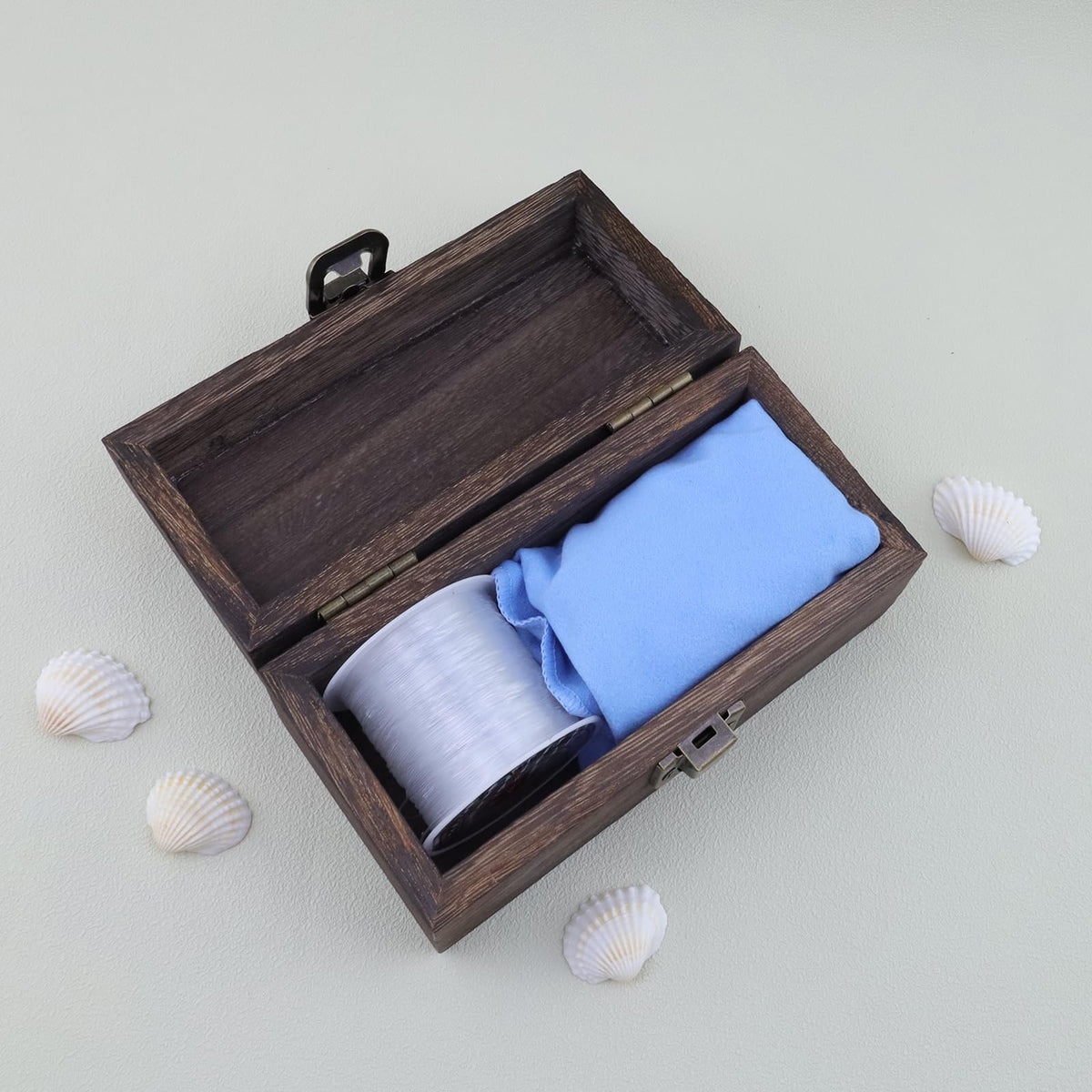 Tighall Antique Wooden Box with Hinged Lid and Lock Rectangle Wooden Storage Box Decorative Wood Box for Crafts, Hobbies, Gifts, and Jewelry Box