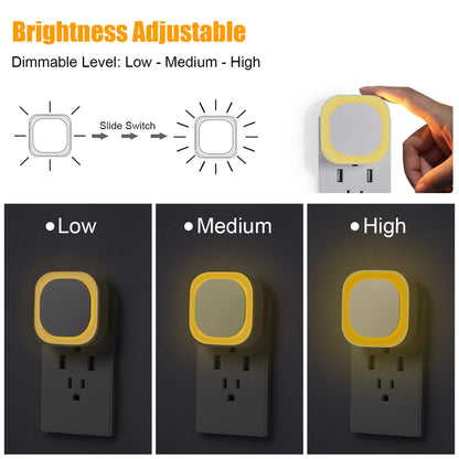 2 Pack Plug in Amber Night Light, Auto Dusk to Dawn, Soft Glow, Dimmable, Diffused Light, LED Lights for Bedroom, Kids, Bathroom, Sleep, Baby Nursery, Toddler, Hallway, Kitchen, Home Decor