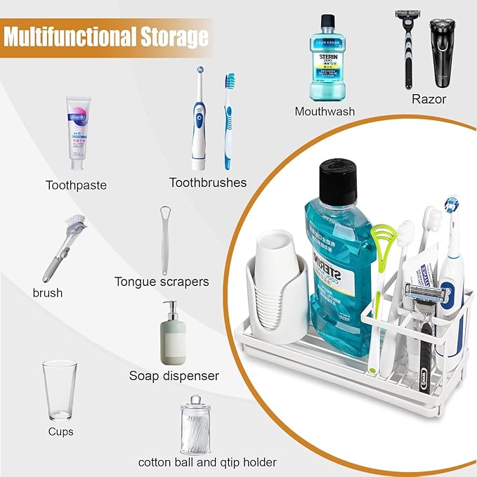 Toothbrush Holders for Bathrooms, Carbon Steel Tooth Brushing Holder Electric