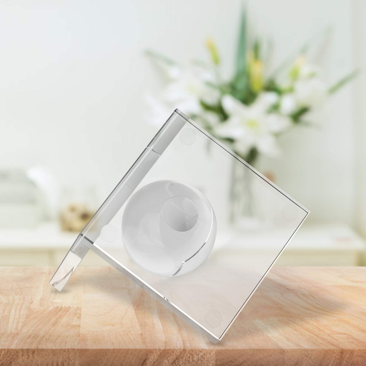 MerryNine Crystal Book Ends with Crystal Ball, 2 Pcs Clear L Shape Non Skid Sturdy Crystal Decorative Bookends for Heavy Books, Bookshelf, Office, School Library, Decorative Ornaments