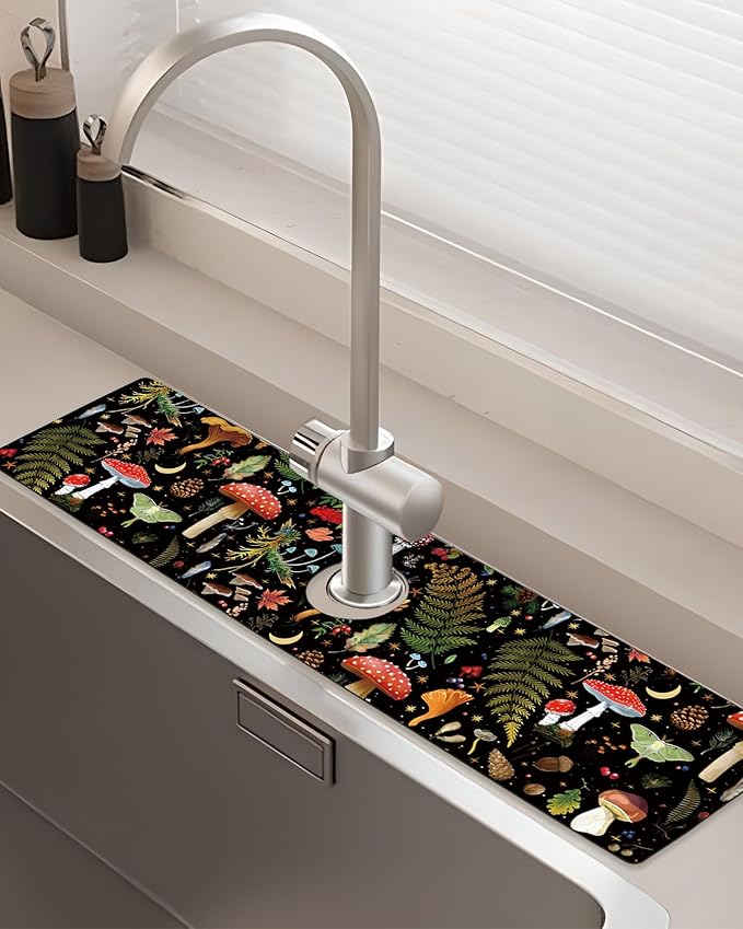 Patterned Sink Faucet Mat Kitchen Splash Guard Super Absorbent Drying Mat