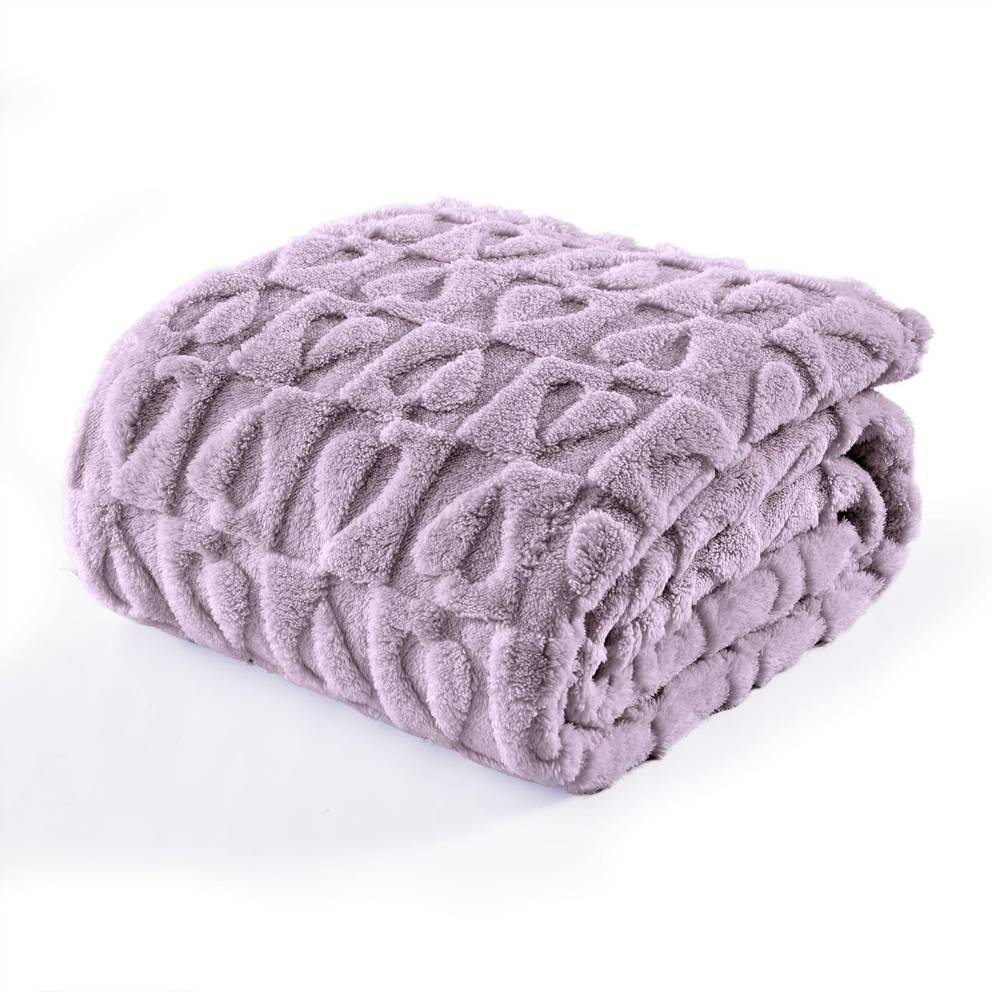 GIOKARNNA Light Purple Throw Blankets with Heart Checkered Throw Blanket for Lover Mom Gifts Fleece Blanket, 60x80 Inches, 300GSM