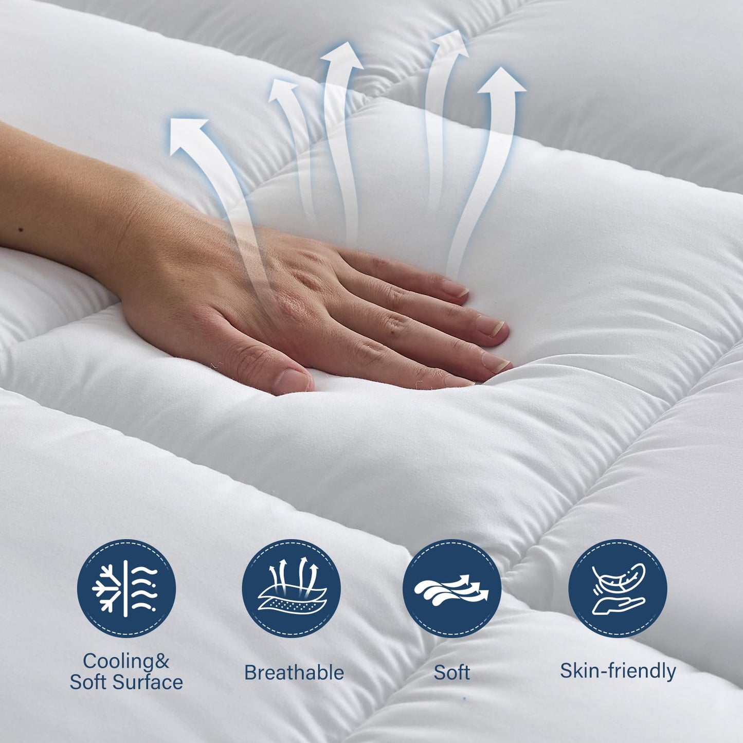 Aodenge 4 Inch Dual Layer Mattress Topper Queen Size, 2 Inch Cooling Gel Memory Foam and 2 Inch Down Alternative Pillow Top Pad for Back Pain, with 8-21 Inch Deep Pocket