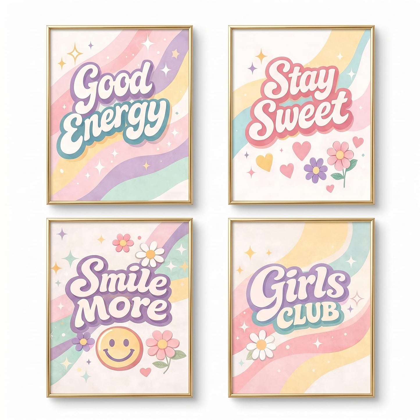 SJUDHHG Dorm Room Decor for Girls, Inspirational Posters, Ideal Birthday Graduation Gift for Girls, Preppy Pink Wall Art for College Apartment Bedroom Classrooms Living Room, 8 x 10 inch Set of 4 (Unframed)