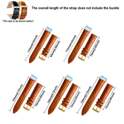 Spolife Leather Watch Straps for Men, Genuine Leather Replacement Bands, Stainless Steel Buckle, Quick Release Replacement Watchbands 16mm 18mm 19mm 20mm 22mm (with Watchstrap Pins,Repair Tool)