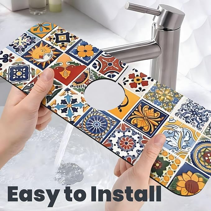 2Pcs Dish Drying Mats Faucet Mats Sets Large Size Coffee Mats Sink Faucet Mat