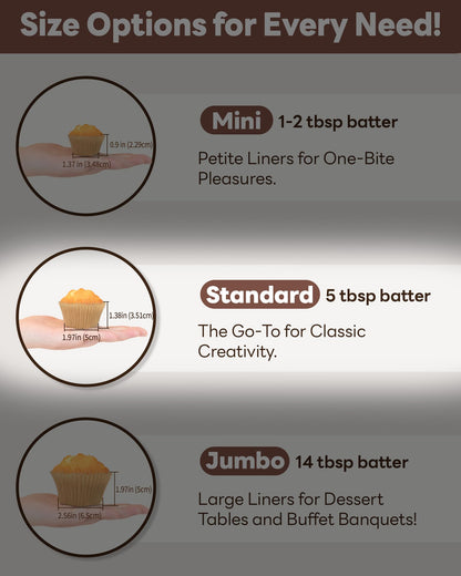 Bake Choice Cupcake Liners 200 Pcs Muffin Liners Standard Cupcake Wrappers, CupCake Liners, Food Grade Cupcake Liners, Greaseproof Parchment Muffin Liners Calyx Series
