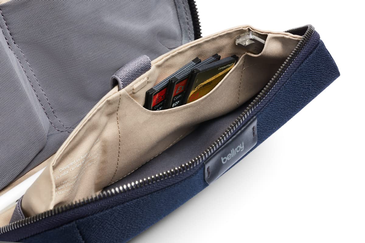 Bellroy Tech Kit (Tech Accessories Organizer Pouch, Zipper Closure, Stores Power Bank, Phone Charger, Cables & More) (Navy)