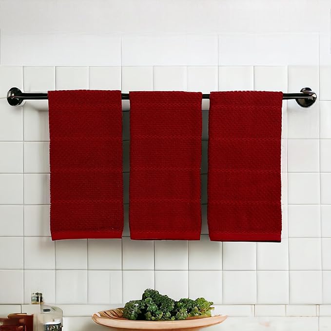 Maroon Dark Red Brick Red Kitchen Hand Dish Towels: Oversized 28" x 18"