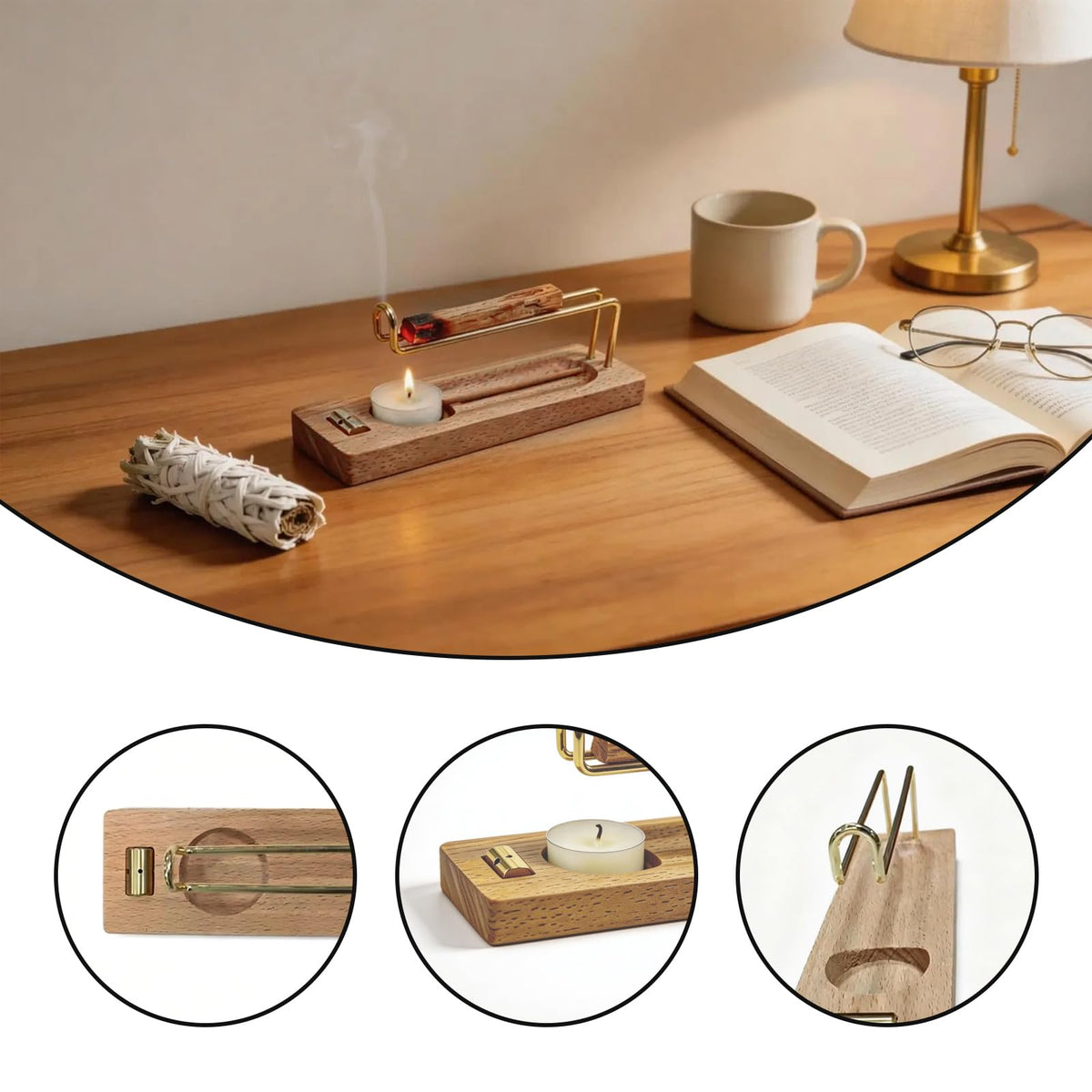 4 in 1 Incense Holder for Sticks & Incense Burner, Durable Sage Holder for Burning, Perfect for Yoga Meditation