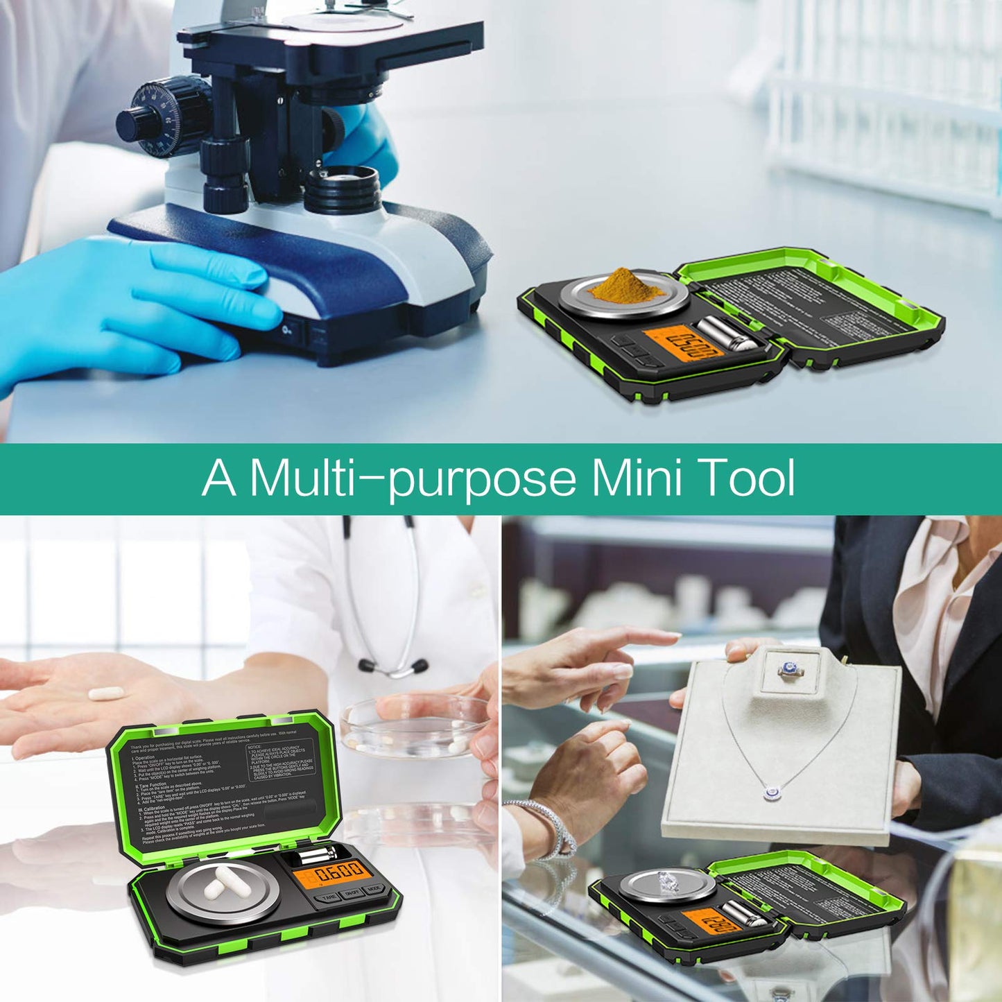 [Upgraded] ORIA Digital Pocket Scale, 50g 0.001g Mini Scale with 50g Calibration Weight, Multifunctional Kitchen Scale with Tare & LCD Backlit Display, Gift for Christmas(Battery/Tweezer Included)