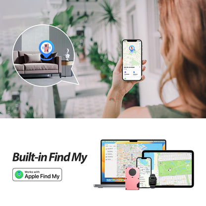 Air Wallet, Built-in Tracker Slim Wallet, Smart Wallet with Money Clip, Compatible with FindMy Network(iOS Only), Anti-Theft Card Holder, *Gift for Men (Tracker Wallet,Macaron Powder)