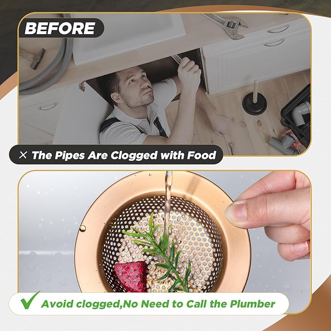 Mudder 3 Pcs Kitchen Sink Drain Strainer and Stopper Stainless Steel Garbage