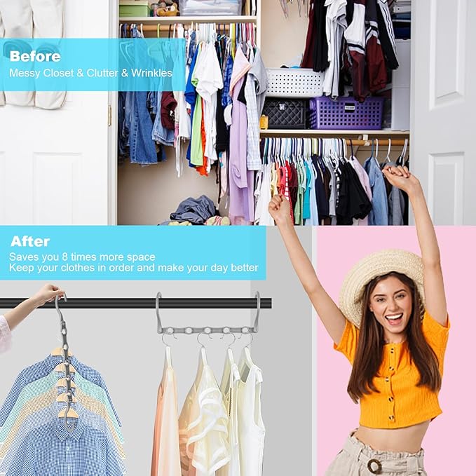 DUCOO 10 PCS Space Saving Hangers, 5-Hole Magic Hangers