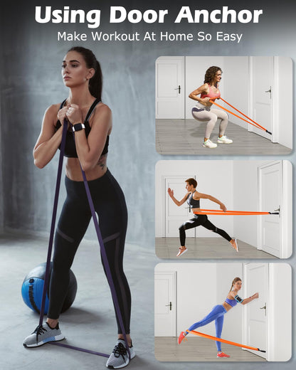 Zacro Resistance Bands, 6 Resistance Levels Pull Up Assistance Bands, Exercise Bands for Men&Women, Heavy Duty Resistance Band Set with Door Anchor, for Working Out, Muscle Training, Physical Therapy