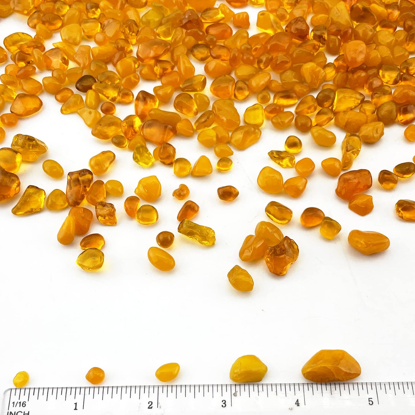 CYS EXCEL Aquarium Fish Tank Gravel (3 LBS) Orange Glass Vase Filler for Fountain Succulent Plant Decorative Rock Pebble Stone Irregular Smooth Sea Glass