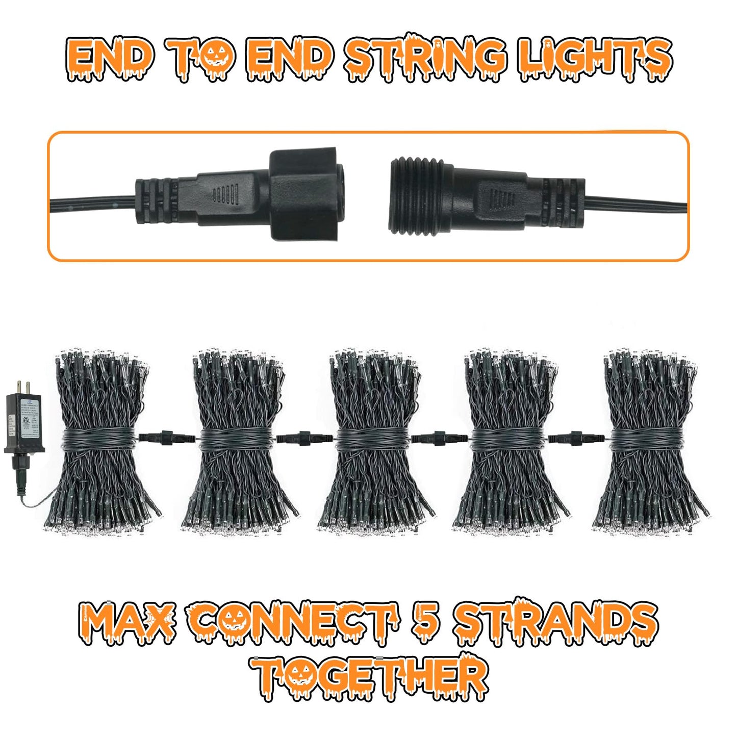 Connectable Purple and Orange Halloween Lights, 2Pack 164ft 400Led 13 Modes Waterproof String Lights Plug in, Twinkle Light with Timer Indoor/Outdoor for Tree Party Halloween Decorations
