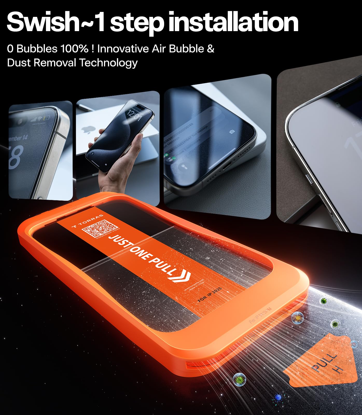 TORRAS Precision-Fit for iPhone 17 Pro Max Screen Protector 3.66m Military Shatterproof, 9H Anti-Scratch, Full Screen Tempered Glass, No Bubbles No Dust Screen Protector for iphone 17 pro max 2 Pack