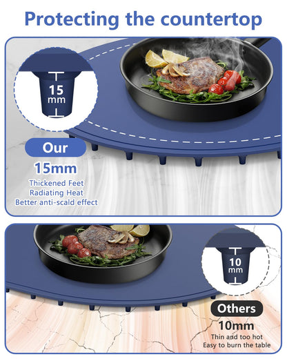 seenlast Warming Mat for Food with Adjustable Temperature Timer,10S Fast Heating Silicone Food Warmers for Parties Buffet and Home Daily,Food Warming Mat with Insulating Pad Raised Feet Protects Table