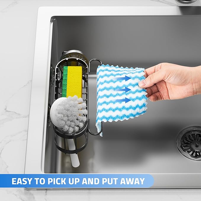 Cisily Kitchen Sink Caddy Sponge Holder in The Sink, Stainless Steel Kitchen