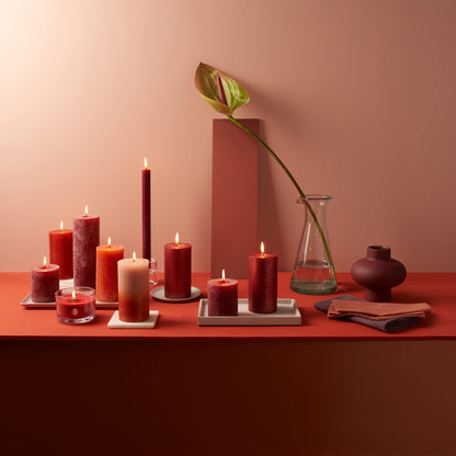 Bolsius Rustic Dinner Candles - Dark Red - Pack of 9 - Long Burning Time of 13 Hours - Interior Decoration - Unscented - Includes Natural Vegan Wax - 27 x 2.3 cm