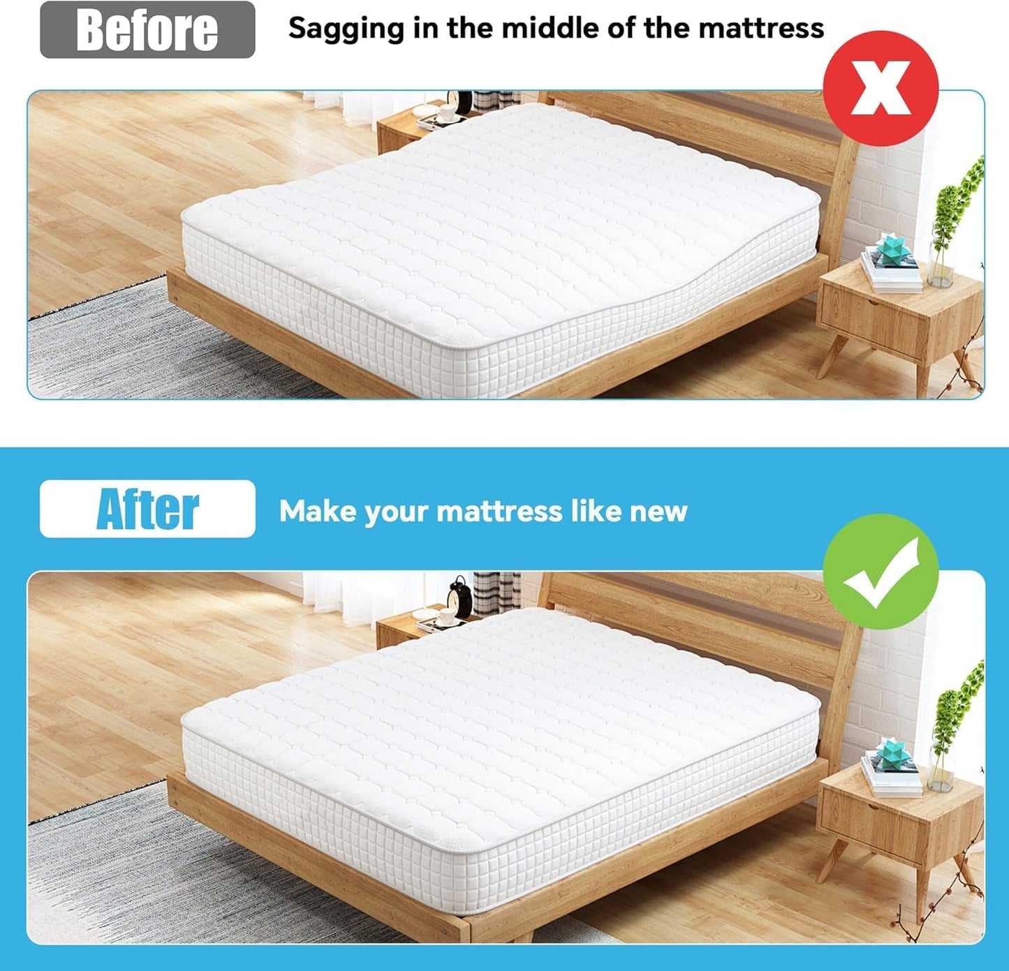 HOMBYS 40D Sagging Mattress Support, 60" L High Density Foam Pad for Under Bed Sinking Fix, 2" Thick Firm Repair and Extends Mattress Life, 60" L x 24" W x 2" H