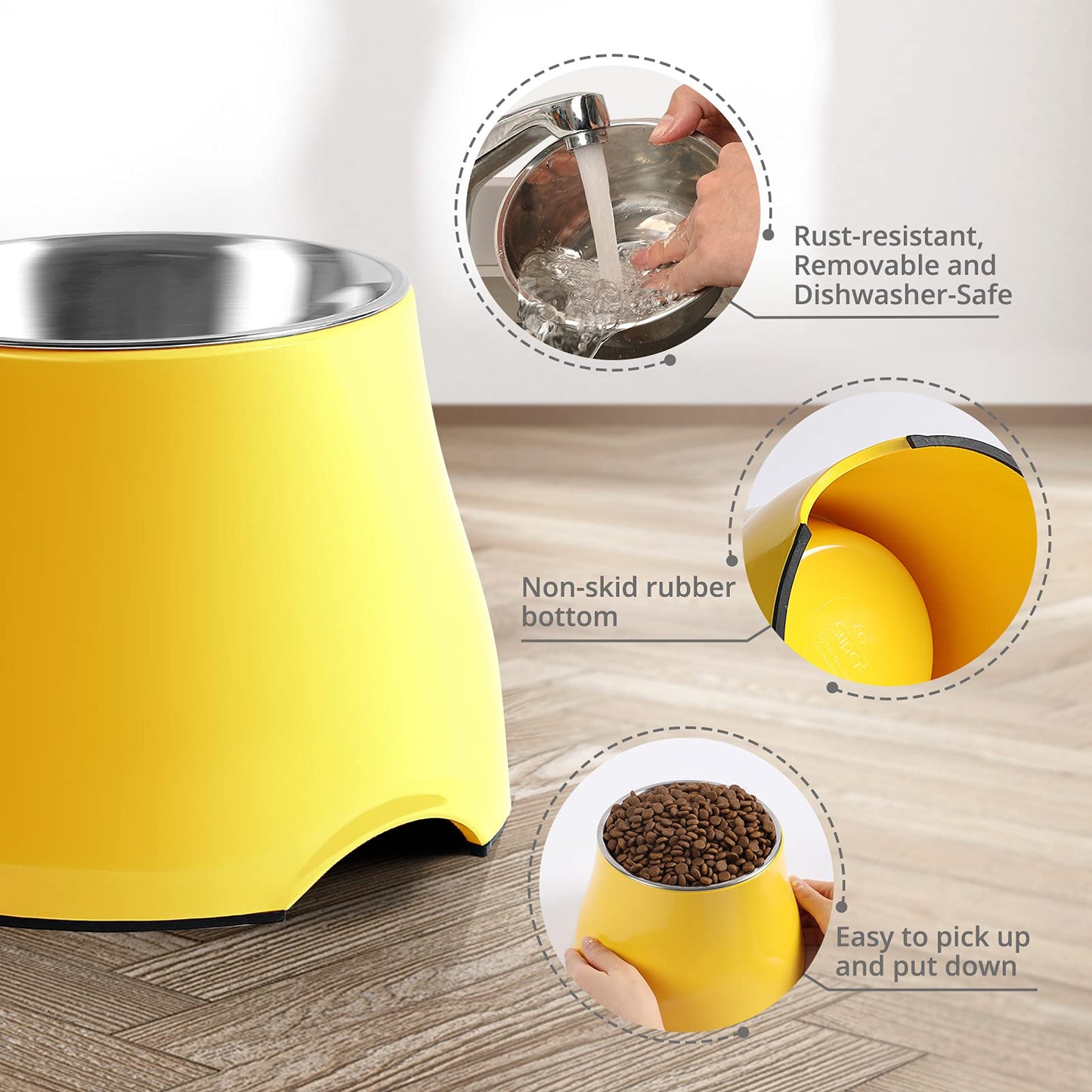yoken Elevated Dog Bowls,[Prevention of Vertebrae Disease][Super Non-Slip]Dog Bowl with Stainless Steel Bowl,High Capacity Dog Food Bowls,Colorful Raised Dog Bowls for Medium/Small Size Dogs