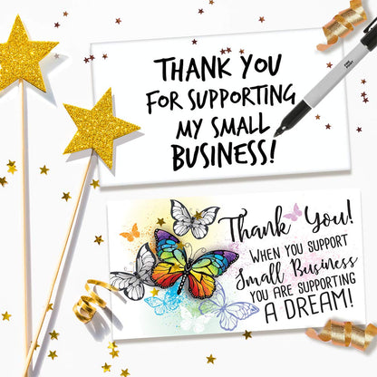Business Thank You Cards - Small Business Essentials - When You Are Supporting Small Businesses - Blank Note Card, Stationery Set of 50 3.5 x 2 Standard Business Card, Small Business Thank You Cards