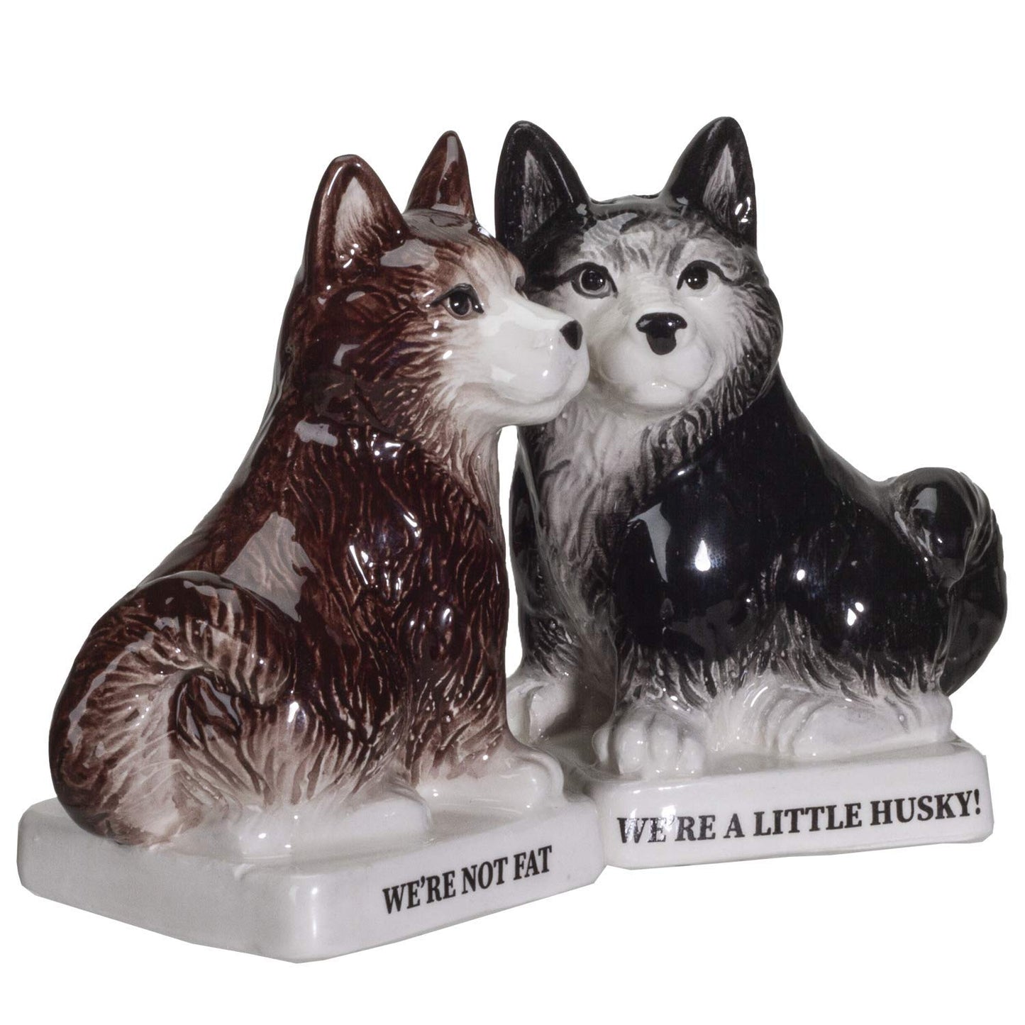 Pacific Giftware were Not Fat Huskies Ceramic Salt and Pepper Shakers Set