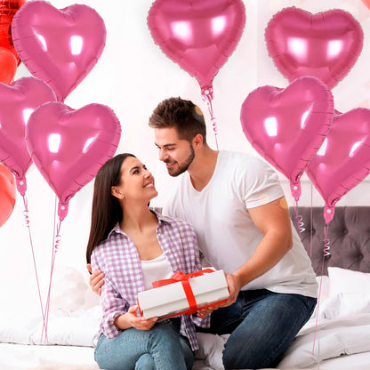 12 Pcs Red Heart Balloons,18 Inch Heart Foil Balloons Love Balloon Valentine Balloon for Birthday Party Wedding Engagement Party Baby Shower Valentine Day Decorations (red)