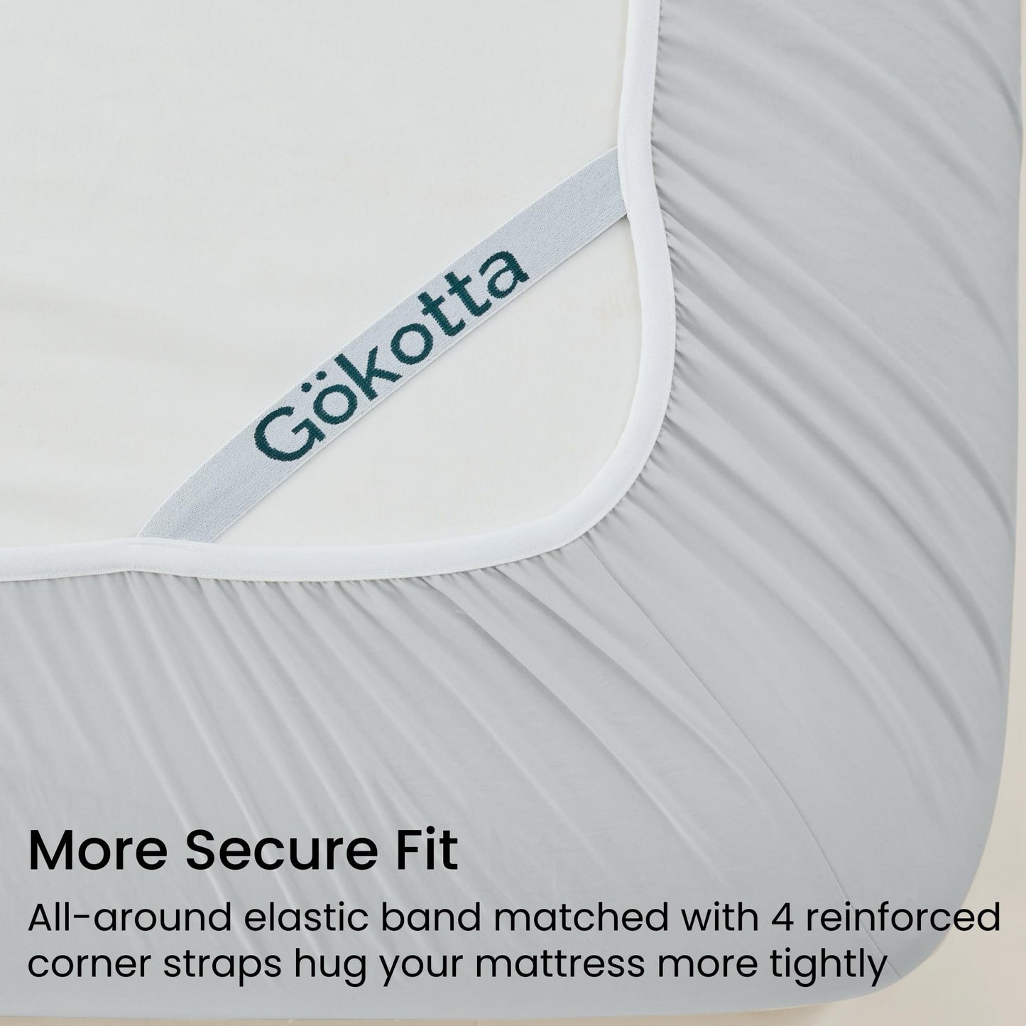 GOKOTTA 4-Pcs King Size Sheets Set, 10-16" Deep Pocket, Non-Slip Elastic Corner Straps, Washed & Brushed Microfiber Polyester - Hotel Luxury, Ultra Soft, Breathable, Wrinkle-Free, Anti-Rip -Light Grey