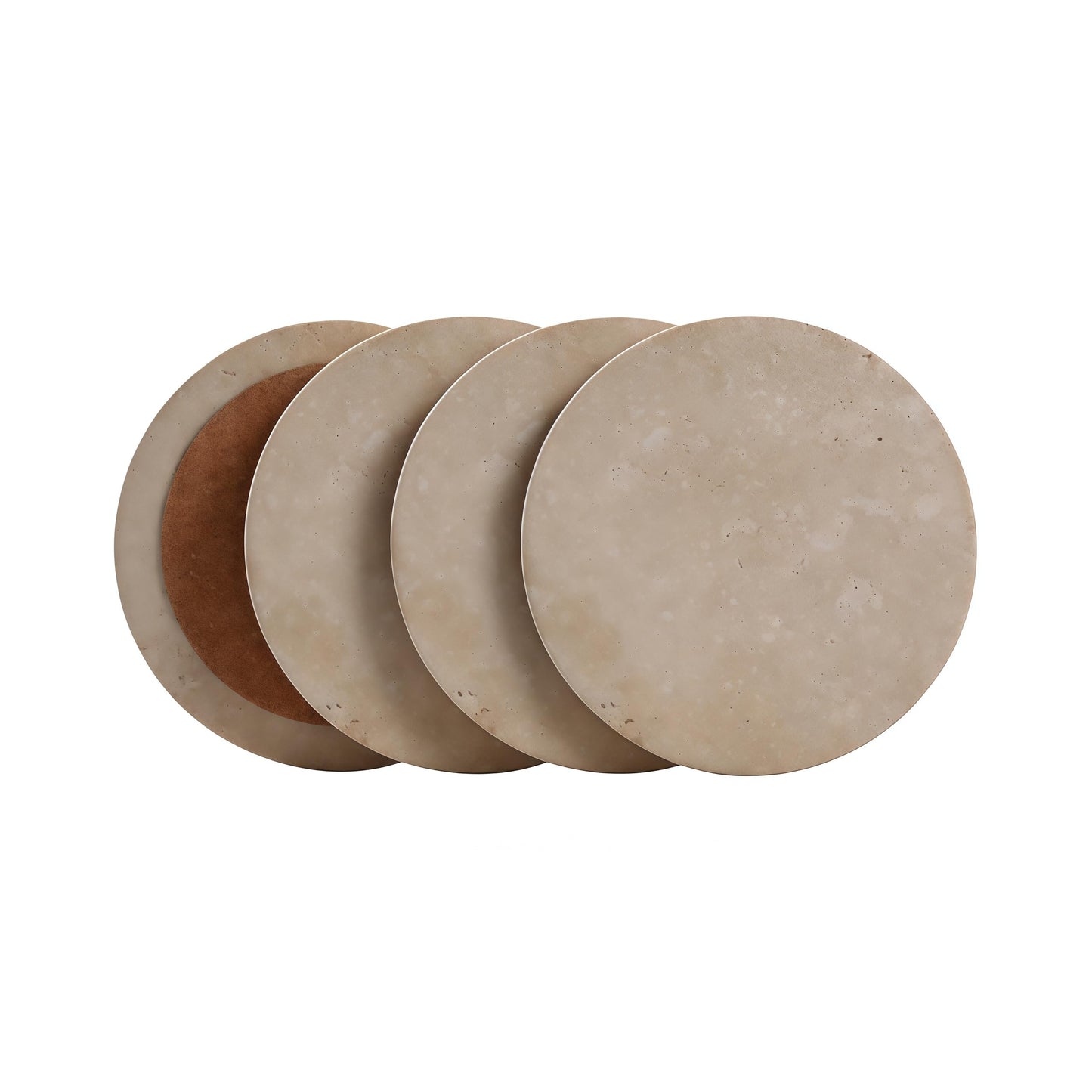 Travertine Stone Coasters, Set of 4, 4-Inch Round Protect Table Surfaces from Stains & Heat - Ideal Housewarming or Wedding Gift - Long-Lasting, Absorbent, and Modern for All Drinkware