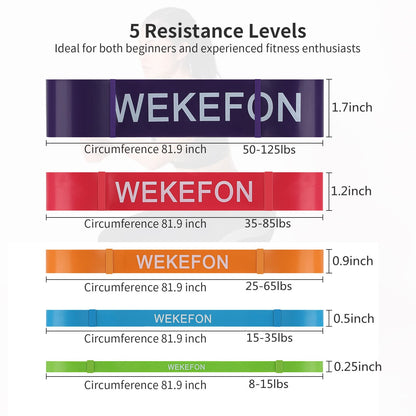 WEKEFON Pull Up Assistance Bands Set - Heavy Duty Resistance Bands for Men & Women, Crossfit, Fitness & Mobility Training Set of 5