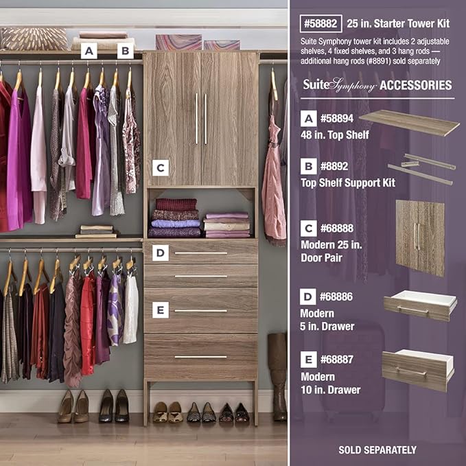 ClosetMaid SuiteSymphony Wood Closet Organizer Starter Kit