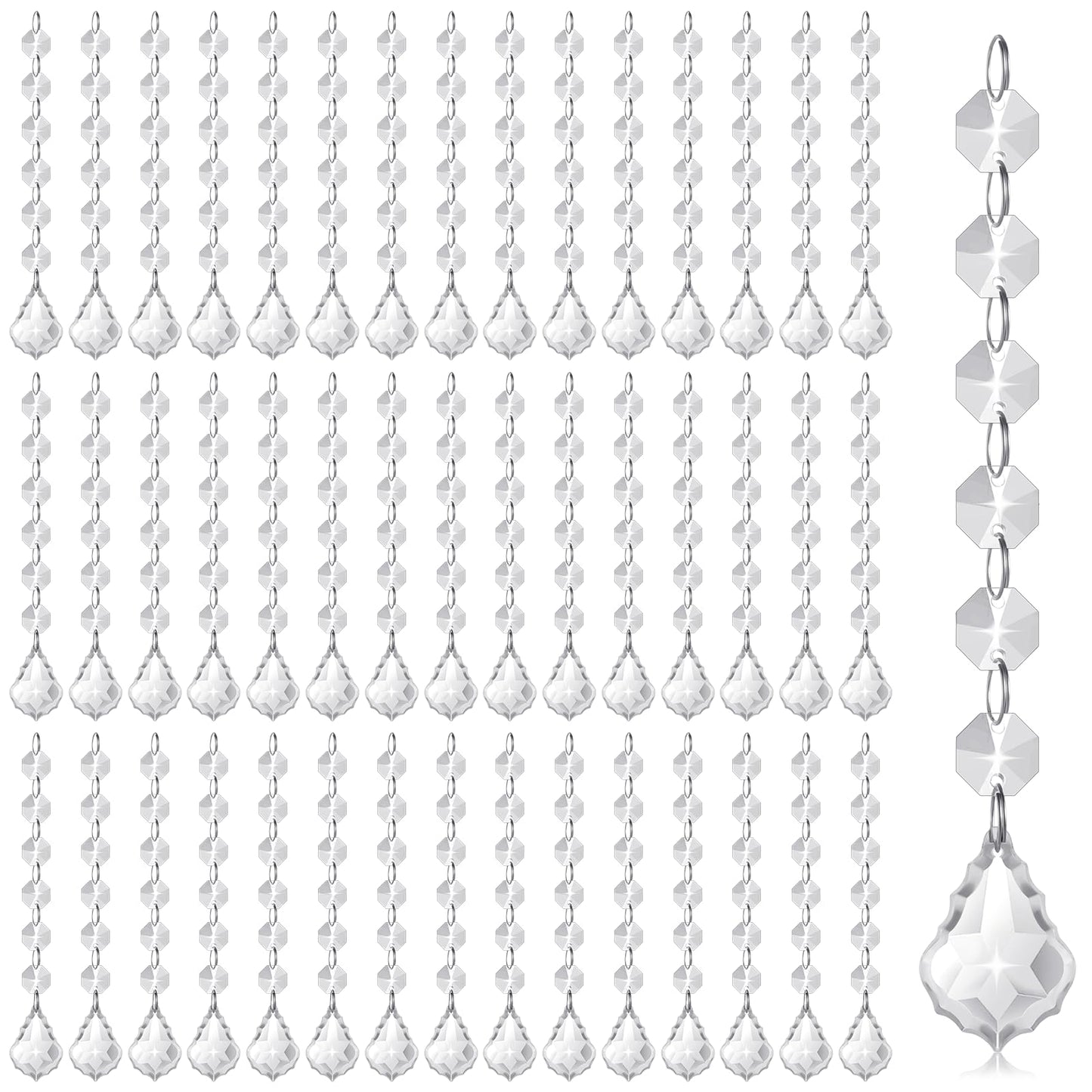 100 Pcs Clear Acrylic Crystal Ornament Beads Hanging Glass Crystals Clear Acrylic Prisms Pendant Ornaments for Centerpieces, Chandelier, Wedding Decor