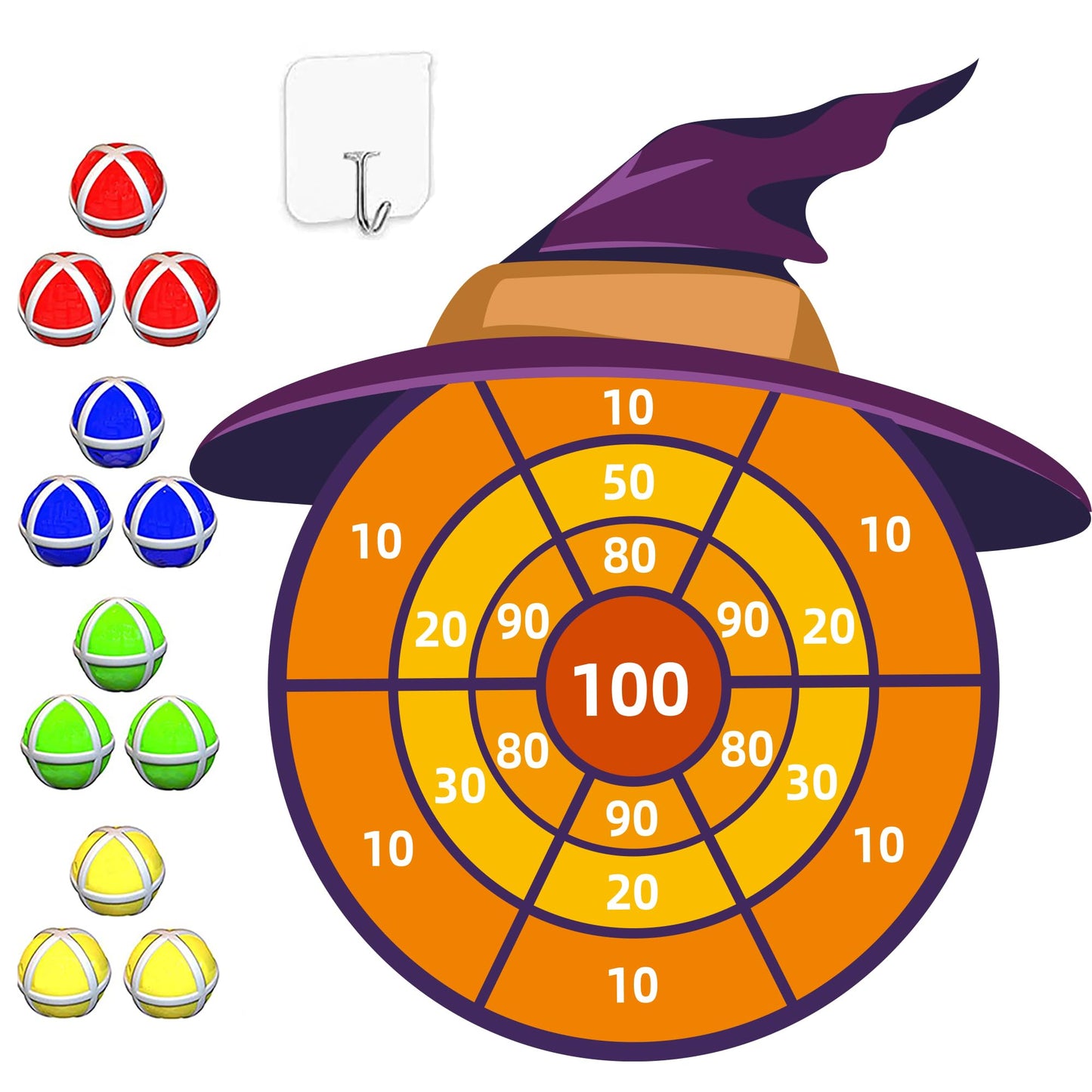 30' Witch Hat Party Favor, Kids Dart Board Game, Halloween Party Supplies Indoor Outdoor Decor, Stocking Stuffers Christmas Birthday Gifts