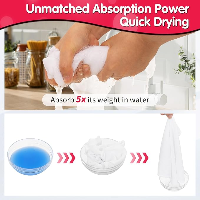 FIXSMITH White Microfiber Cleaning Cloth -Pack of 8, Highly Absorbent Cleaning