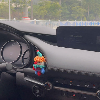 ZIUGLIKAL Cute Clown Car Air Vent Clip Handmade Crochet Anime Decoration Suitable for Car Air Vents Car Interior Accessories Car Gifts for Men & Women (Car air Vent Clown)